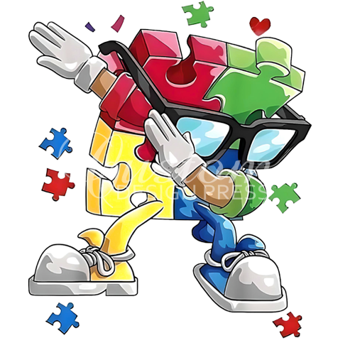 Dabbing Autism Puzzle PNG, sublimation, POD, Digital Download Image