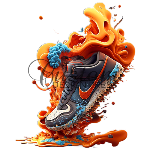 Orange/Gray Sneaker with flames