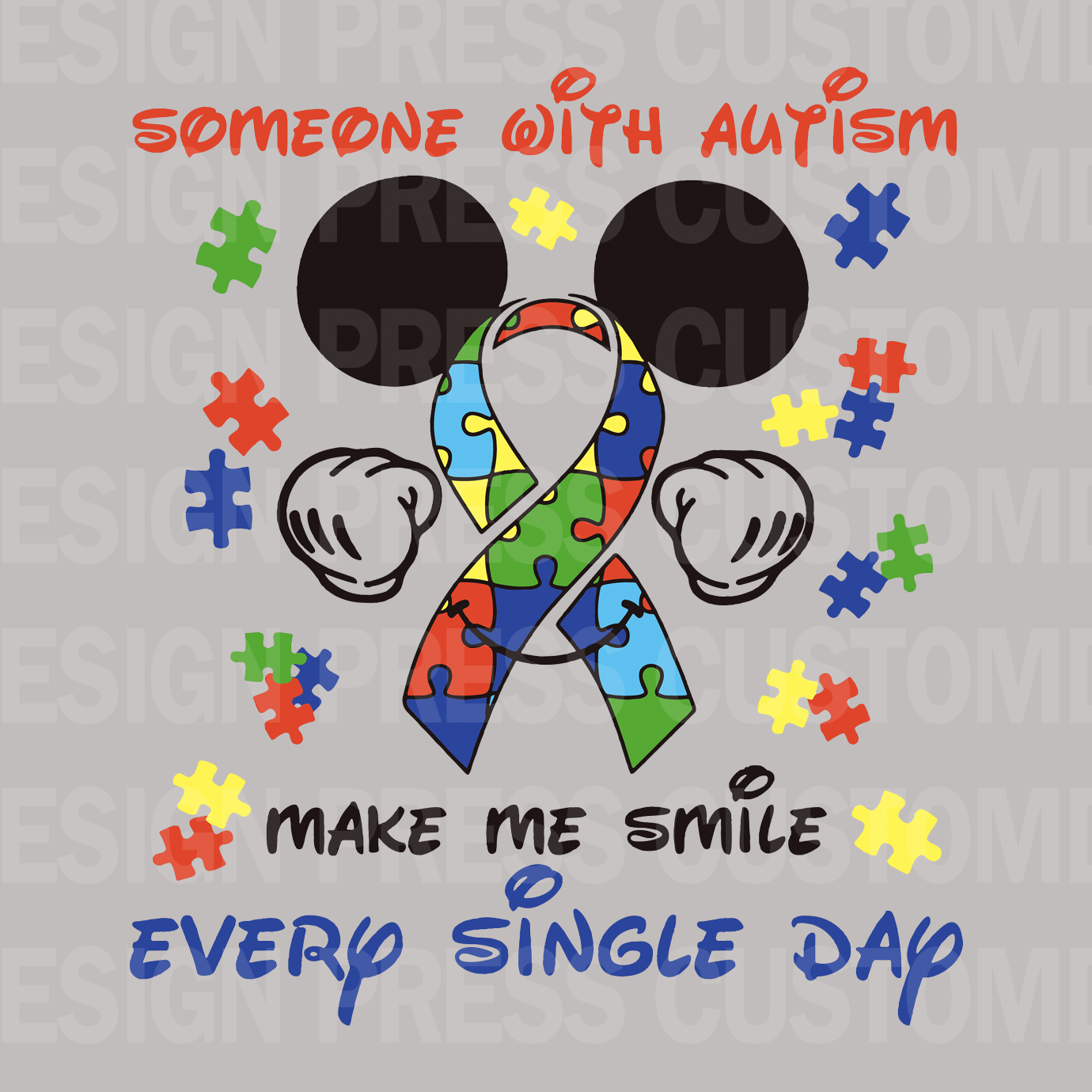Someone with Autism Makes Me Smile PNG, sublimation, POD, Digital Download Image