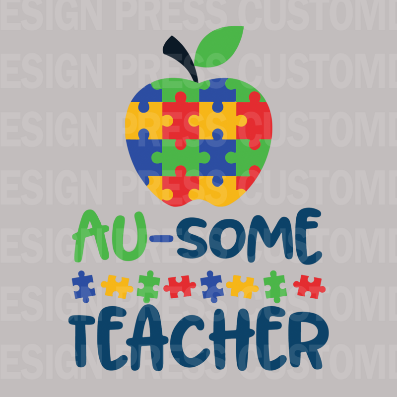 Au-some Teacher PNG, sublimation, POD, Digital Download Image