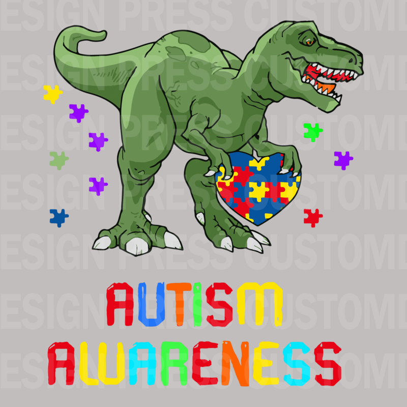 Dino Autism PNG, sublimation, POD, Digital Download Image