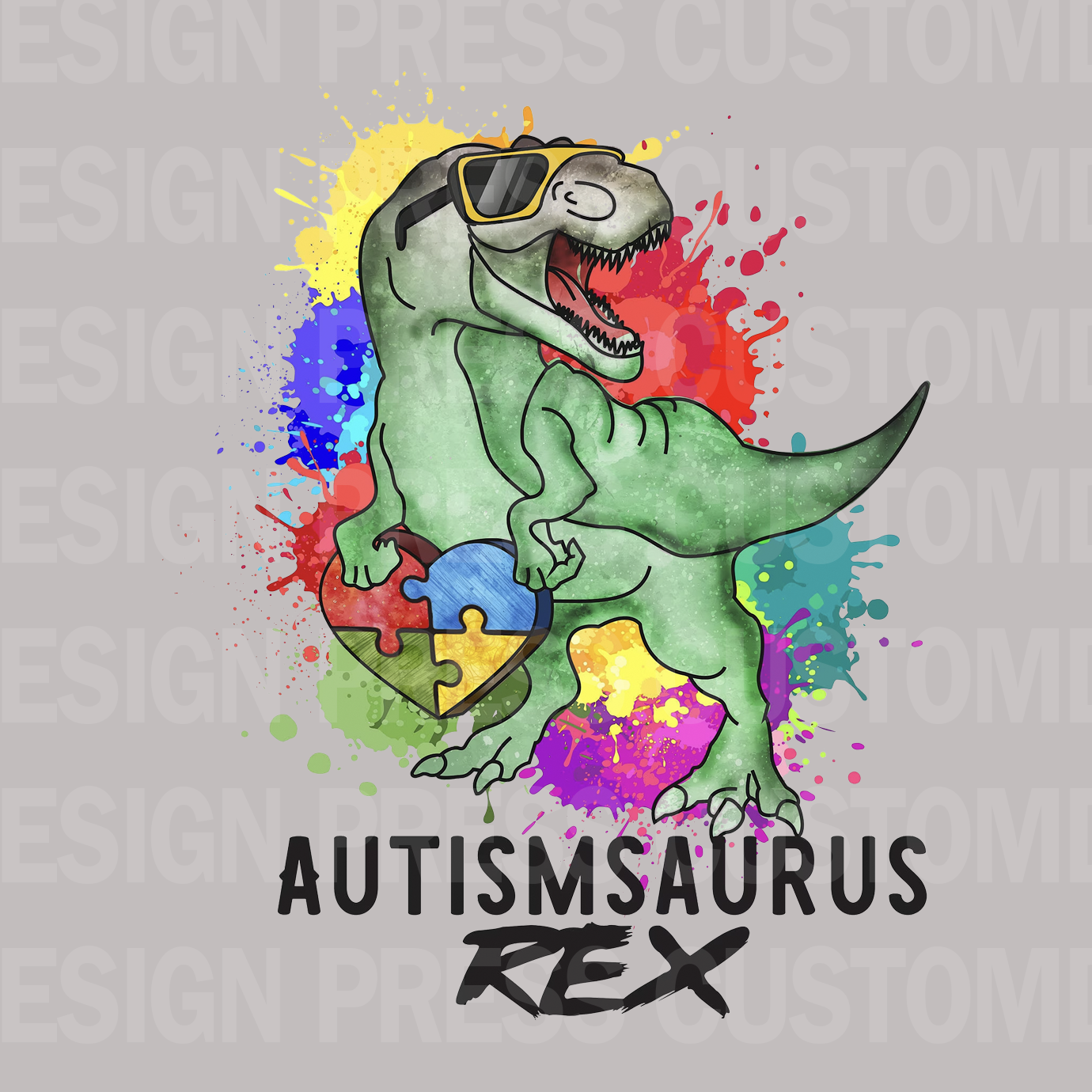 Autismsaurus Rex PNG, sublimation, POD, Digital Download Image