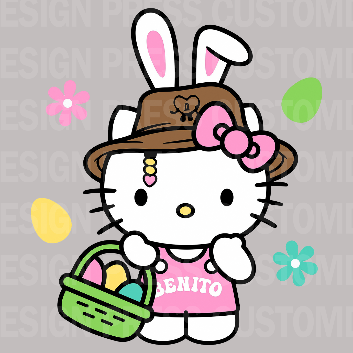 Easter Kitty PNG, sublimation, POD, Digital Download Image