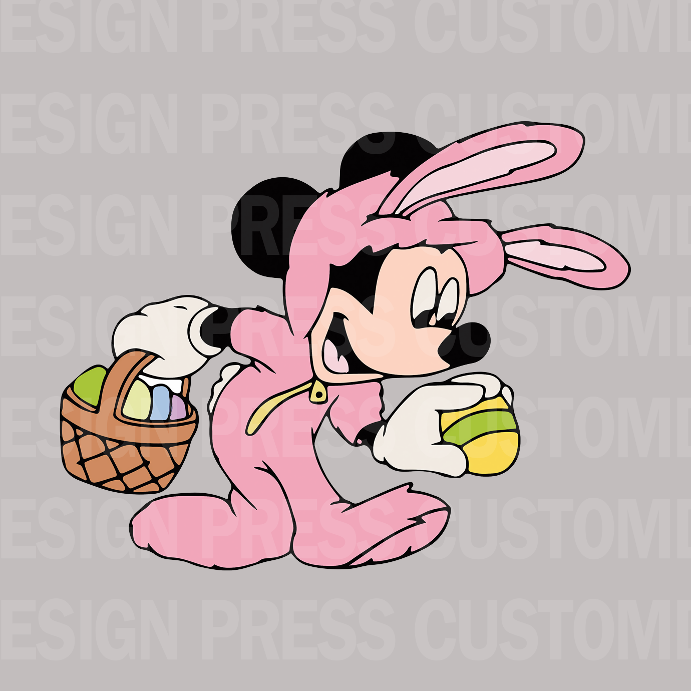 Pink Bunny Minnie  Easter PNG, sublimation, POD, Digital Download Image