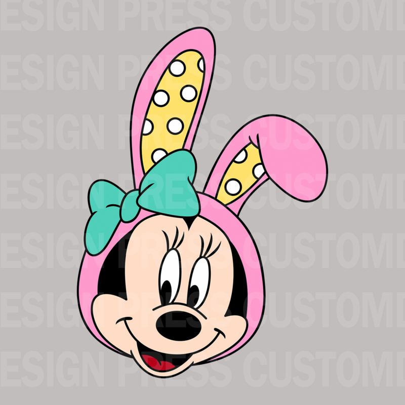 Easter Pink Minnie Bunny PNG, sublimation, POD, Digital Download Image