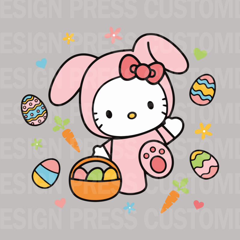 Kitty Easter PNG, sublimation, POD, Digital Download Image