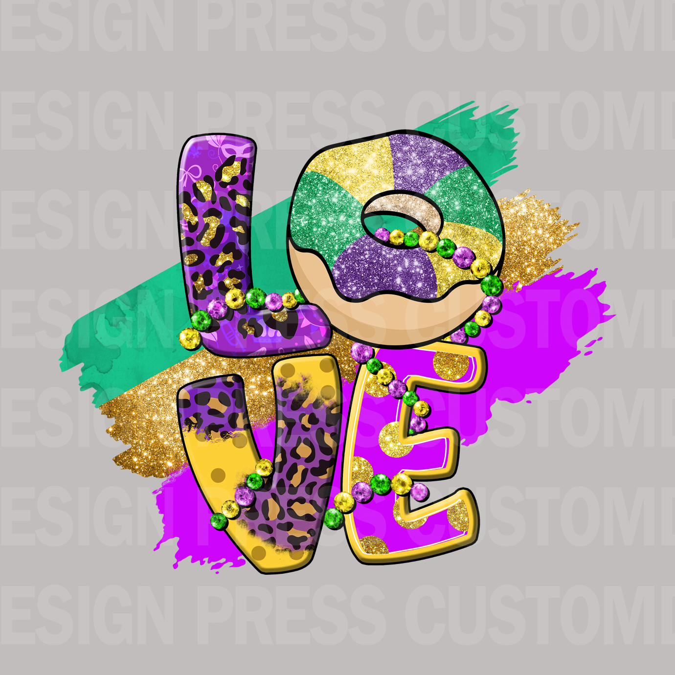 Mardi Gras Love PNG, sublimation, POD, Digital Download Image