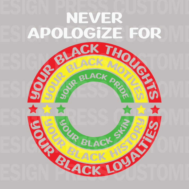 Juneteenth Never Apologize PNG, sublimation, POD, Digital Download Image