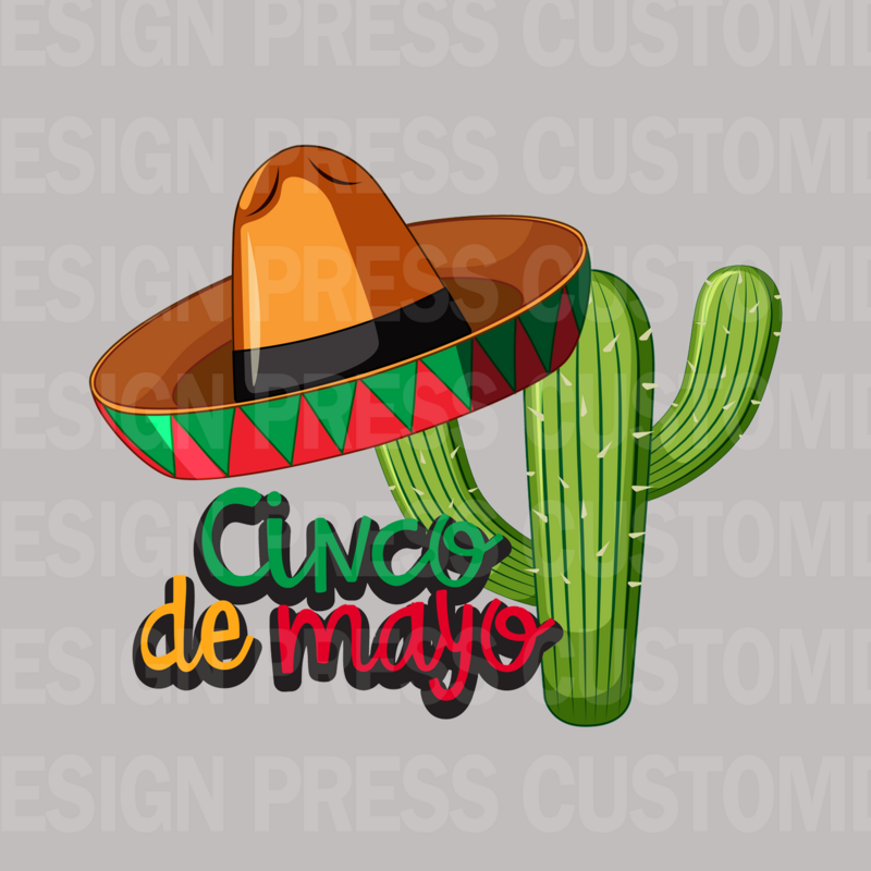 Cinco De Mayo Sombrero Cactus PNG, sublimation, POD, Digital Download Image
