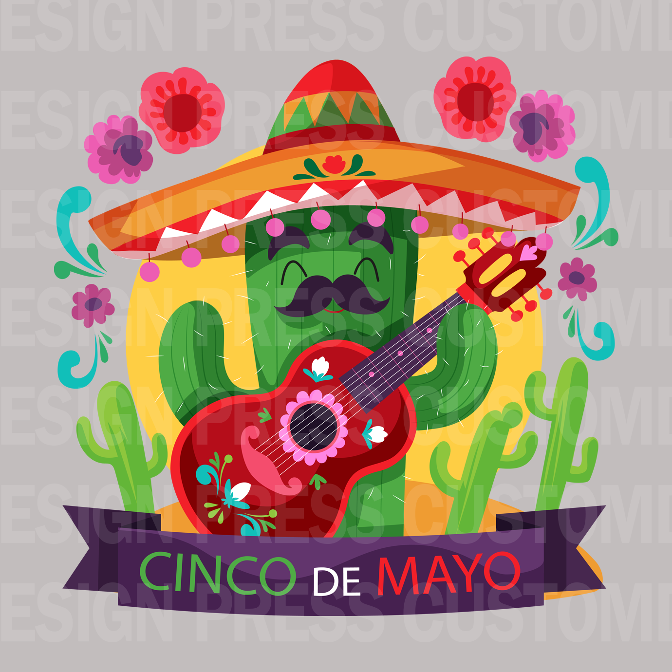 Cinco De Mayo Cactus PNG, sublimation, POD, Digital Download Image