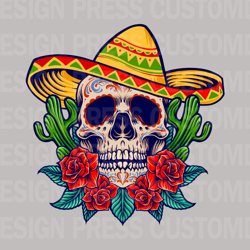 Cinco De Mayo Fiesta Skull PNG, sublimation, POD, Digital Download Image