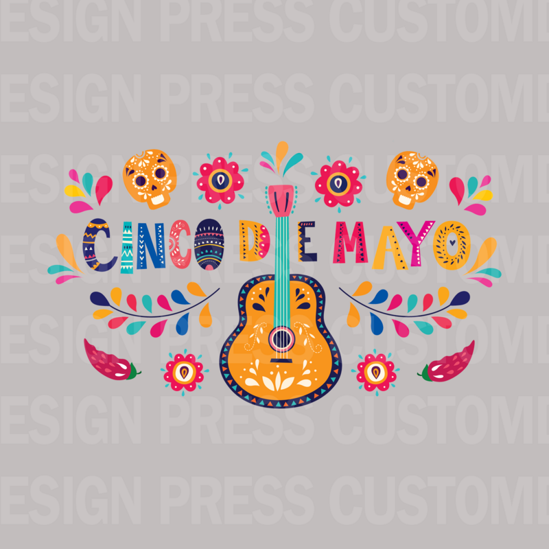 Cinco De Mayo Guitar PNG, sublimation, POD, Digital Download Image