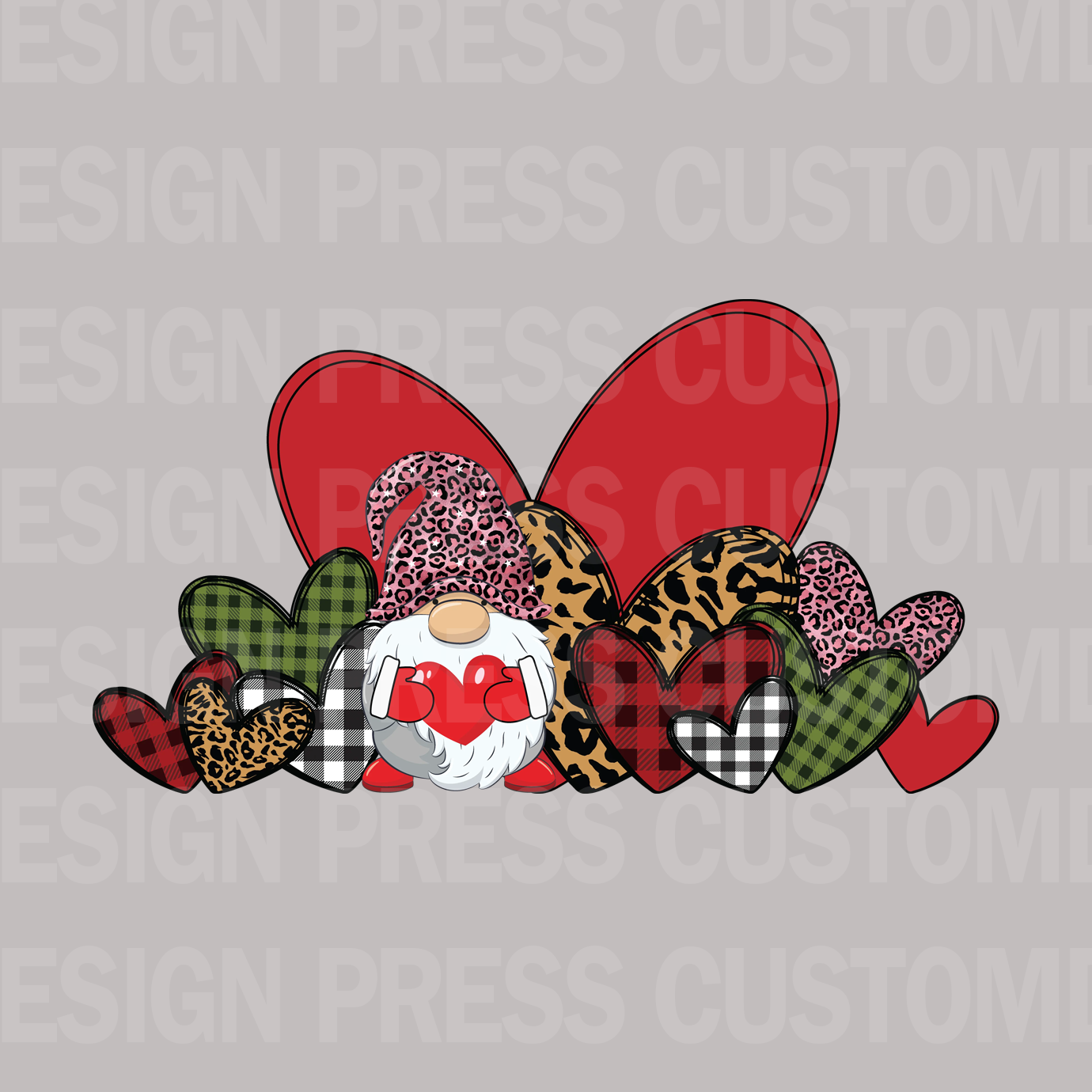 Valentine Gnome Hearts PNG, sublimation, POD, Digital Download Image