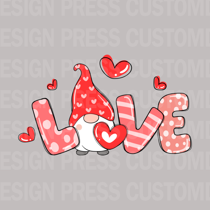 Valentine Love Gnome PNG, sublimation, POD, Digital Download Image