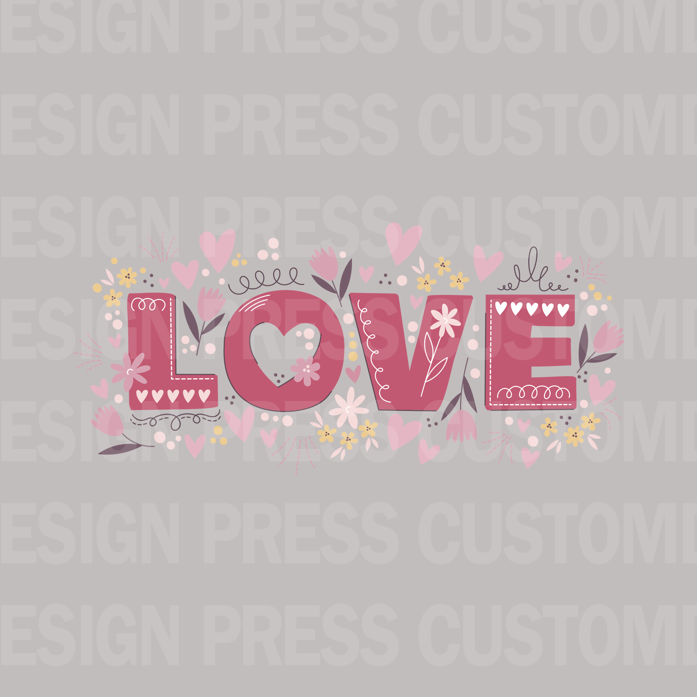 Valentine Floral Love PNG, sublimation, POD, Digital Download Image