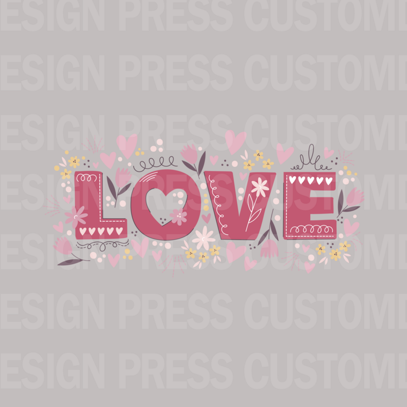 Valentine Floral Love PNG, sublimation, POD, Digital Download Image