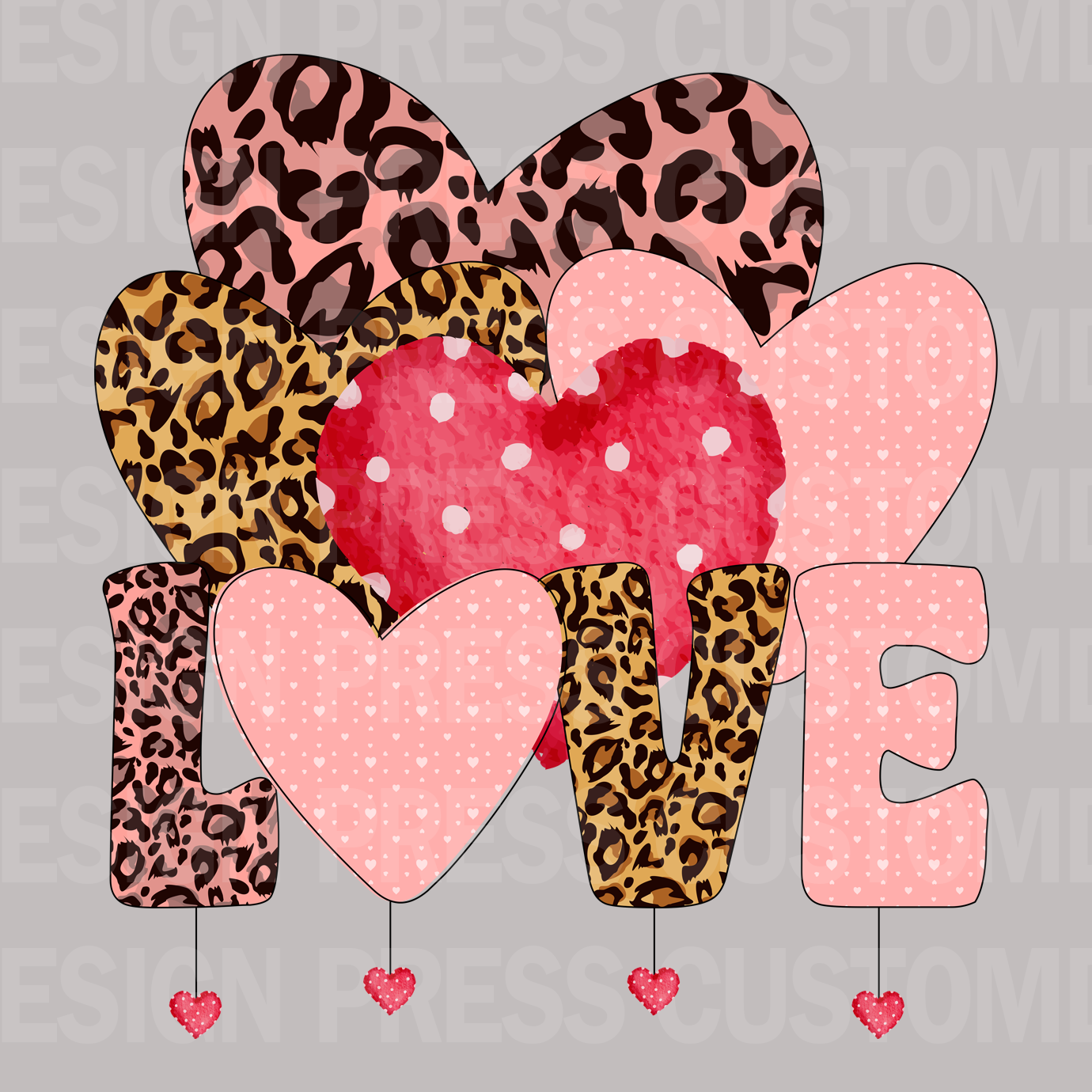 Valentine Love Hearts PNG, sublimation, POD, Digital Download Image
