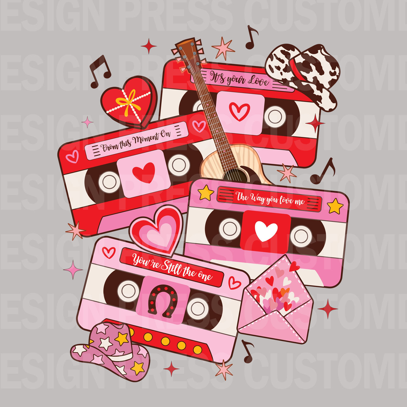 Valentine Tapes PNG, sublimation, POD, Digital Download Image