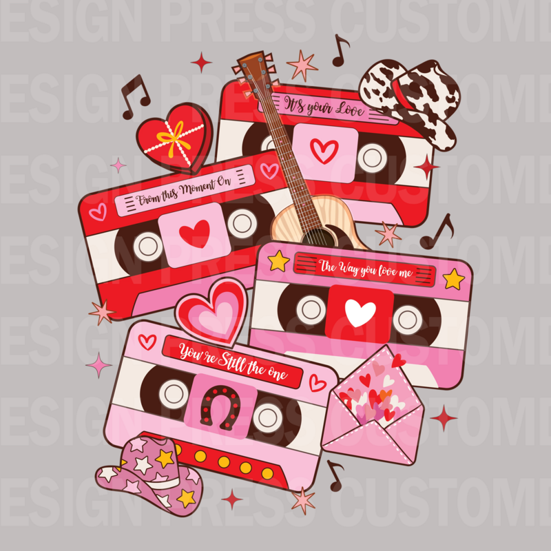 Valentine Tapes PNG, sublimation, POD, Digital Download Image