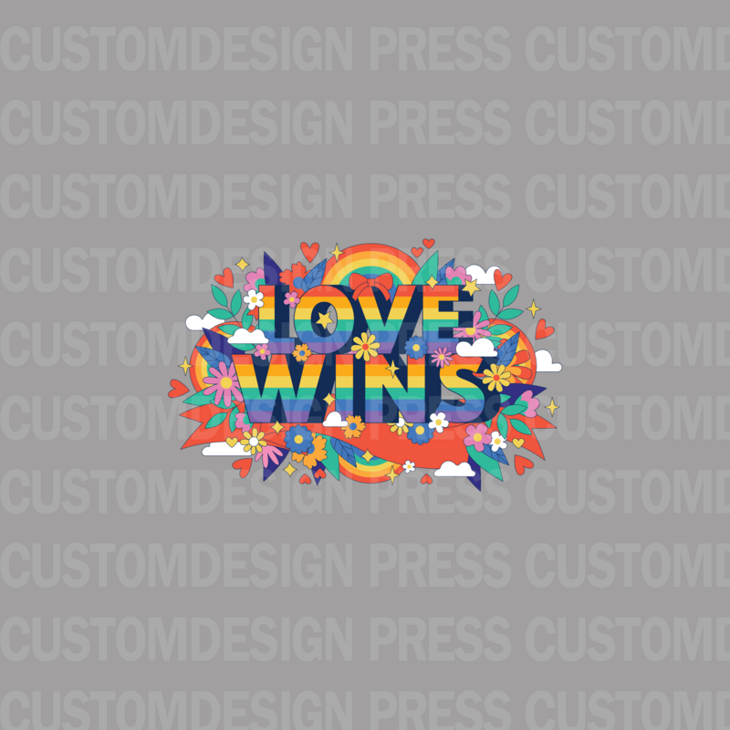 Love Wins Floral PNG,  sublimation, POD, Digital Download Image