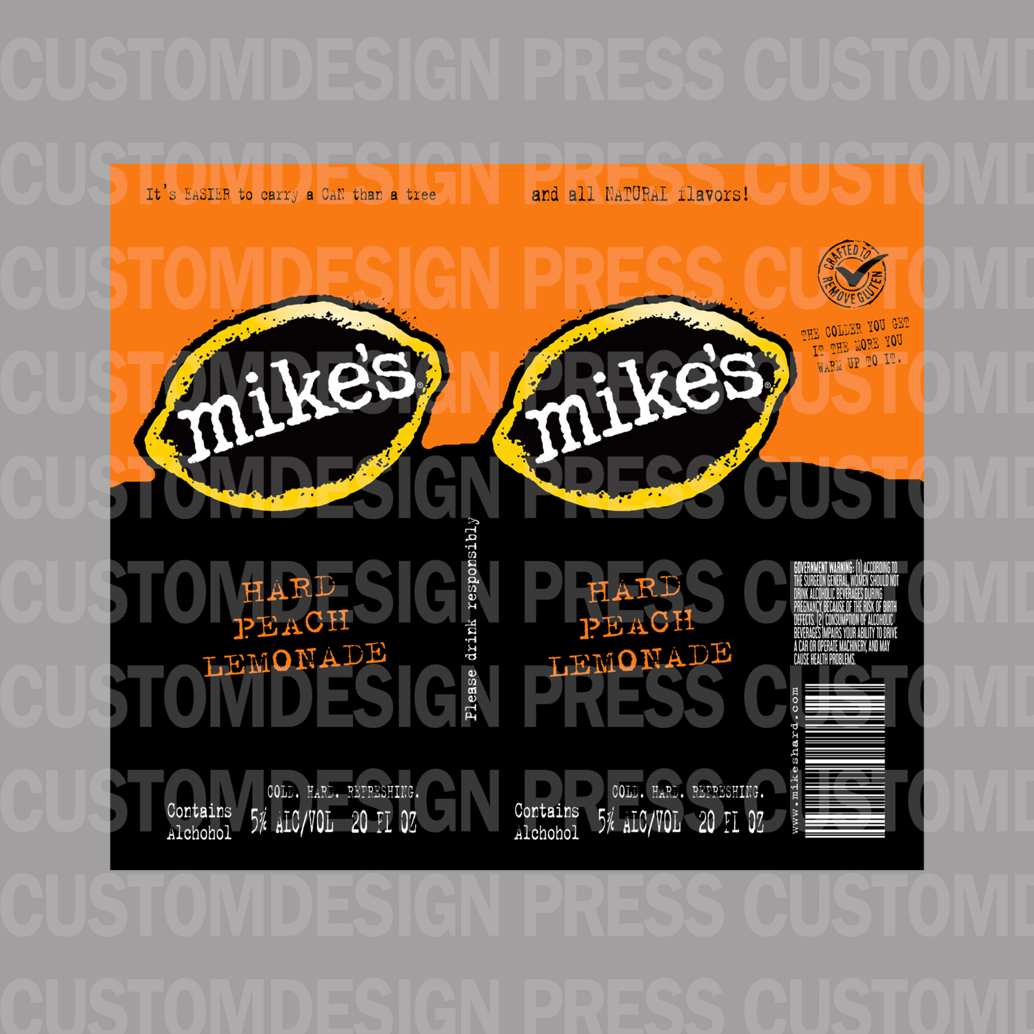 Mike&#39;s Hard Peach Lemonade, 20 OZ Skinny Tumbler Wrap
