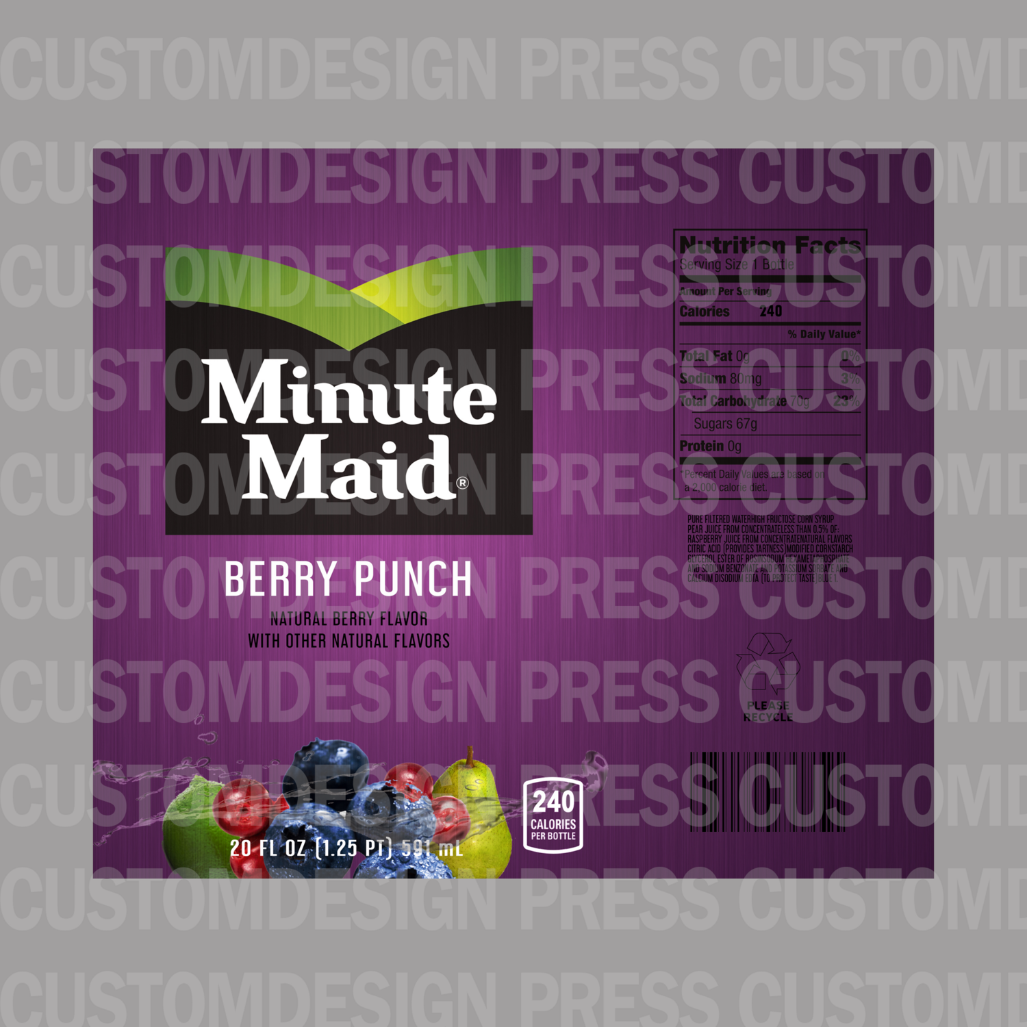 Minute Maid Berry Punch, 20 OZ Skinny Tumbler Wrap