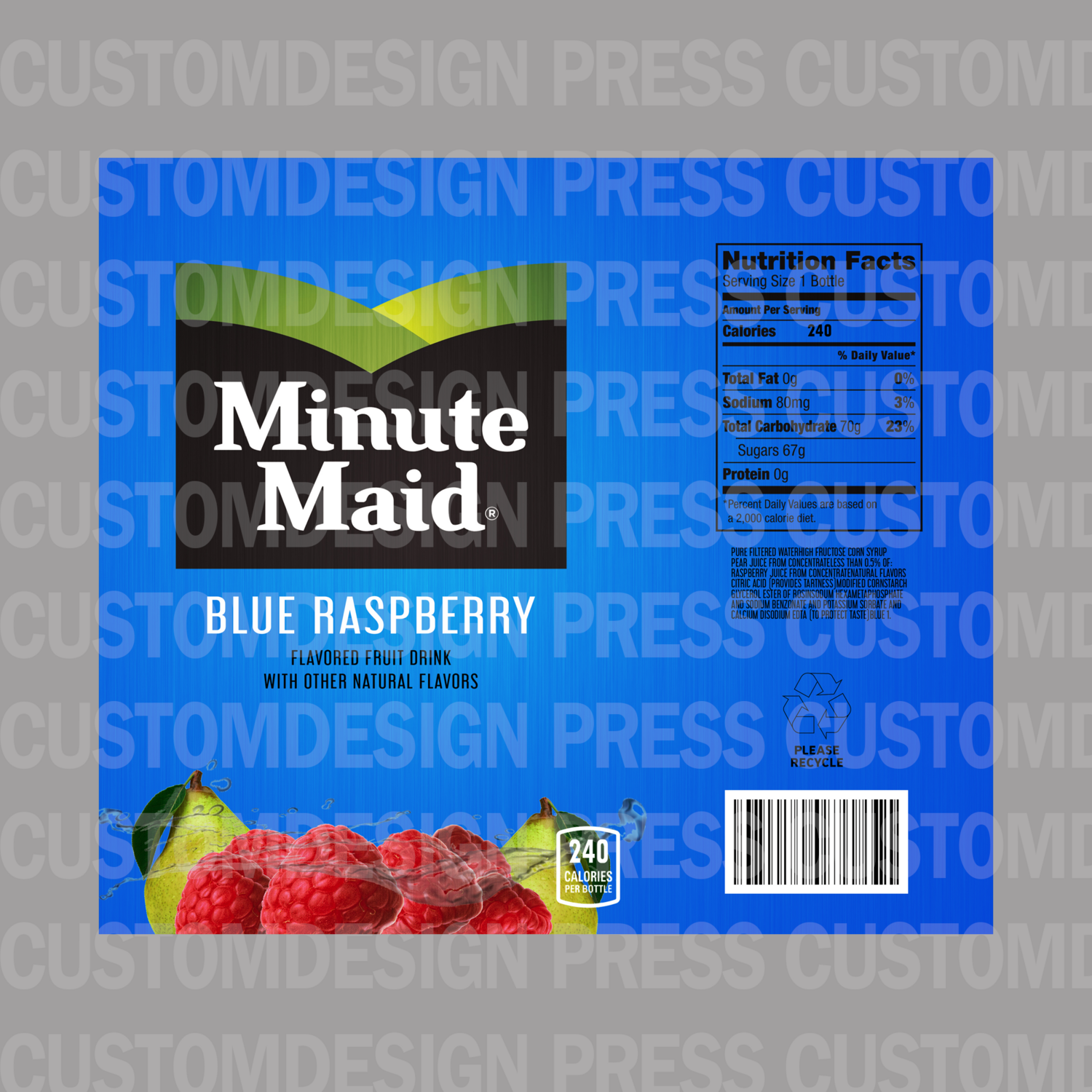 Minute Maid  Blue Raspberry, 20 OZ Skinny Tumbler Wrap