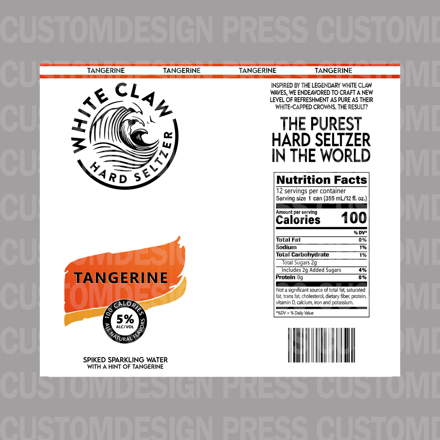 White Claw Tangerine, 20 OZ Skinny Tumbler Wrap