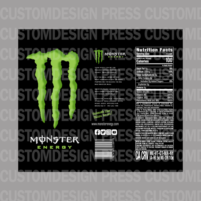 Monster Energy Drink, 20 OZ Skinny Tumbler Wrap