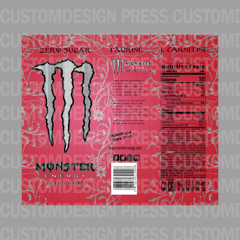 Monster Energy Drink Pink, 20 OZ Skinny Tumbler Wrap
