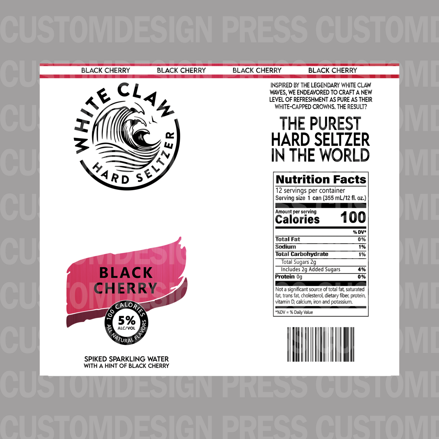 White Claw Black Cherry, 20 OZ Skinny Tumbler Wrap