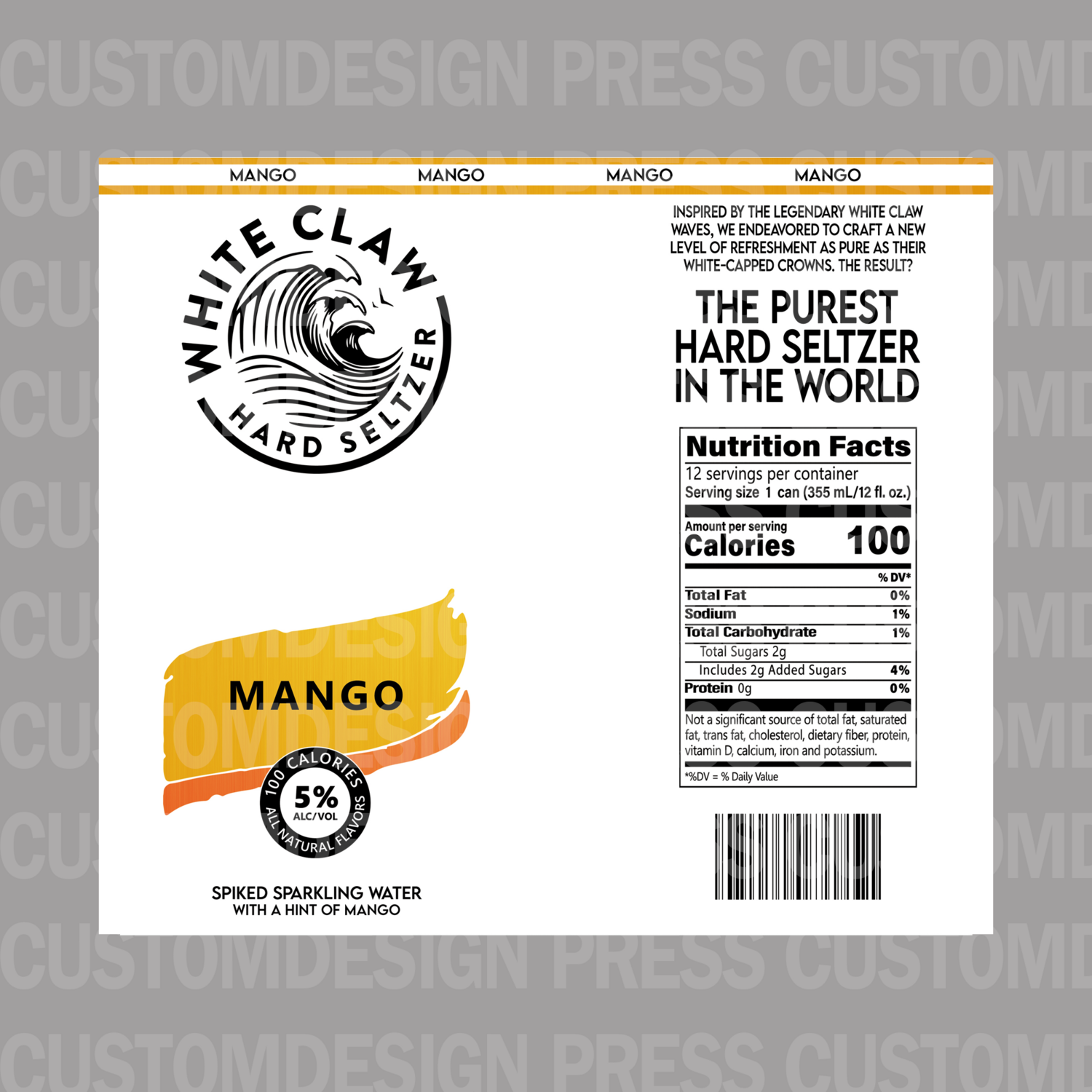 White Claw Mango, 20 OZ Skinny Tumbler Wrap