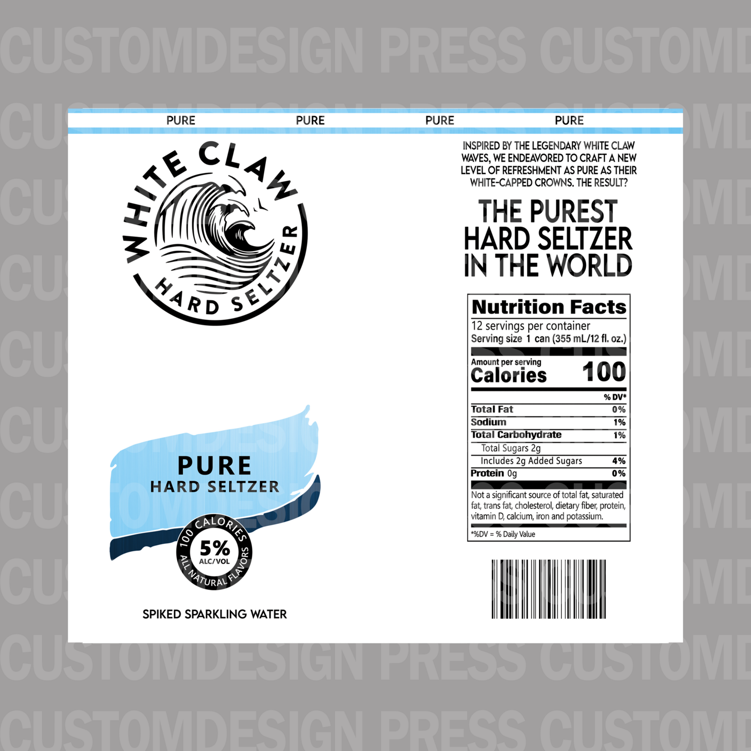White Claw Pure, 20 OZ Skinny Tumbler Wrap