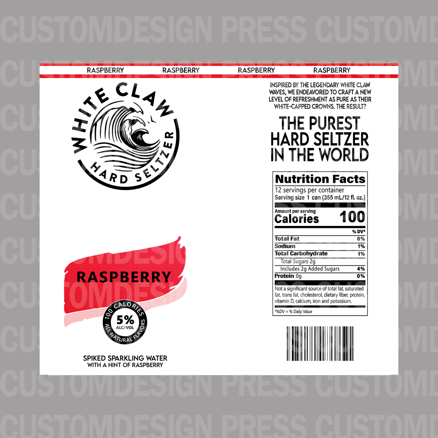 White Claw Raspberry, 20 OZ Skinny Tumbler Wrap