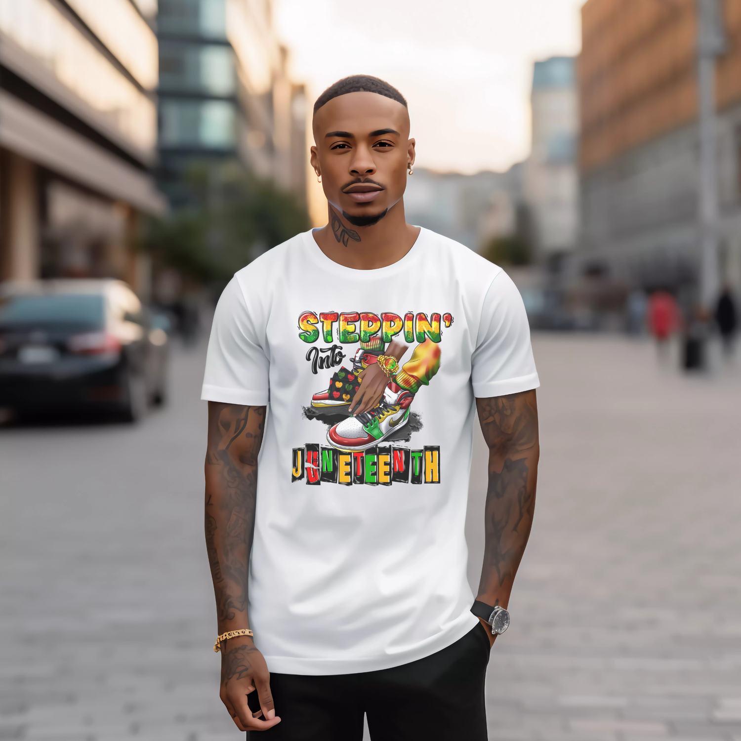Steppin&#39; into Juneteenth Sneakers Shirt, Colors: White, Sizes: S