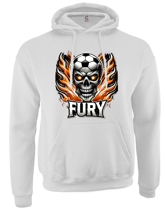 Heavy-Weight Pullover Hoodie Sweatshirt, Kangaroo-Pocket, Pro Blend Adult &amp; Youth, Team/Color: Fury White