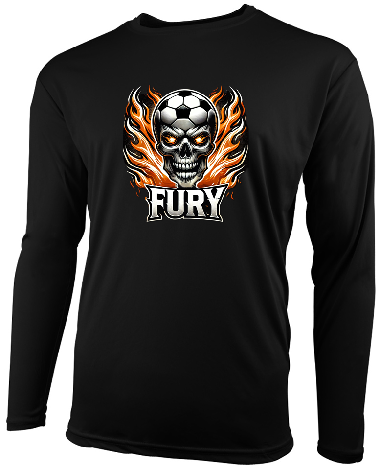 Cooling Performance Long Sleeve Crew T-Shirts, Team/Color: Fury Black