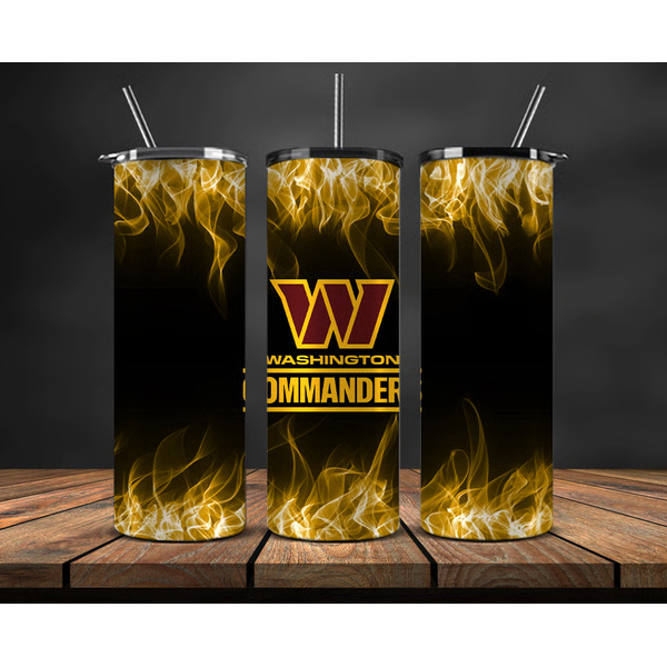 Washington Commanders Black with Flames 20 oz UV Printed Tumbler