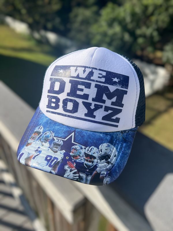 Custom “We Dem Boyz” Football Fan Hat | Blue &amp; White Trucker Cap | Dallas Game Day Fan Gear
