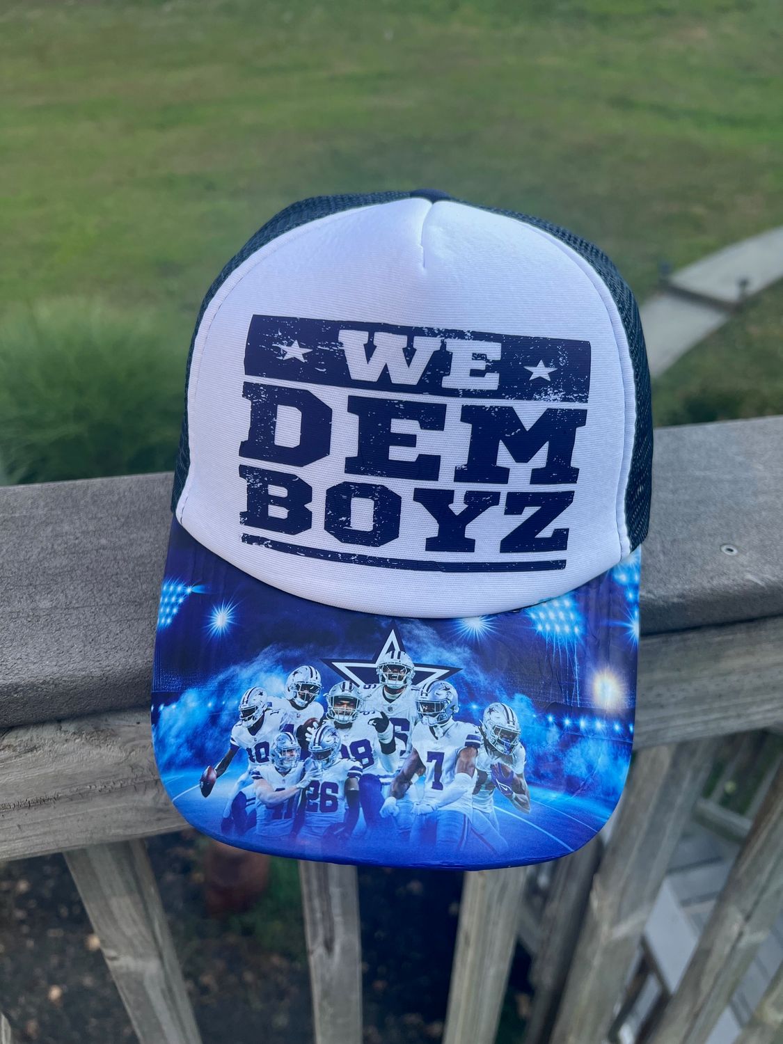 Custom “We Dem Boyz” Football Fan Hat | Blue &amp; White Trucker Cap | Dallas Game Day Fan Gear