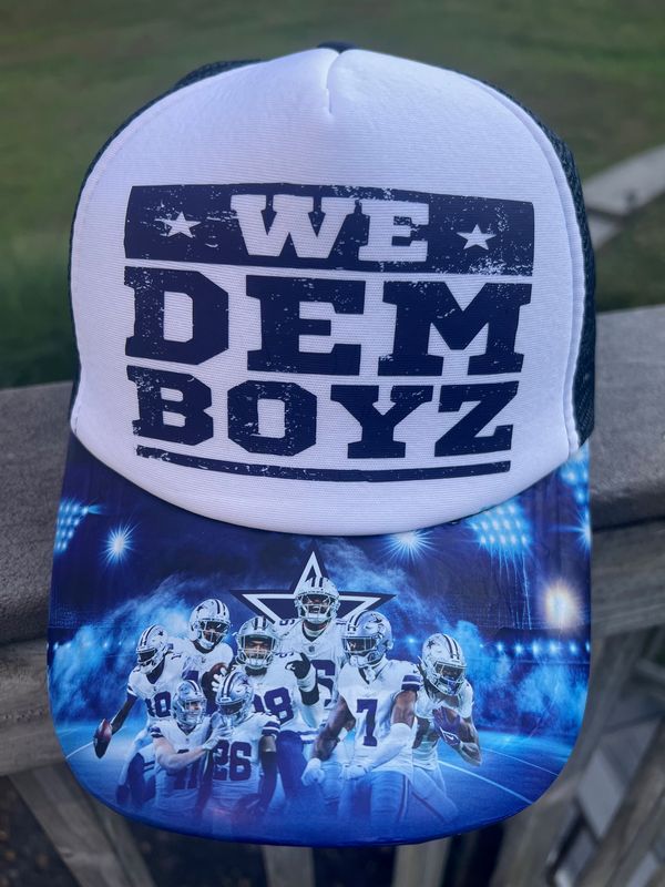 Custom “We Dem Boyz” Football Fan Hat | Blue &amp; White Trucker Cap | Dallas Game Day Fan Gear