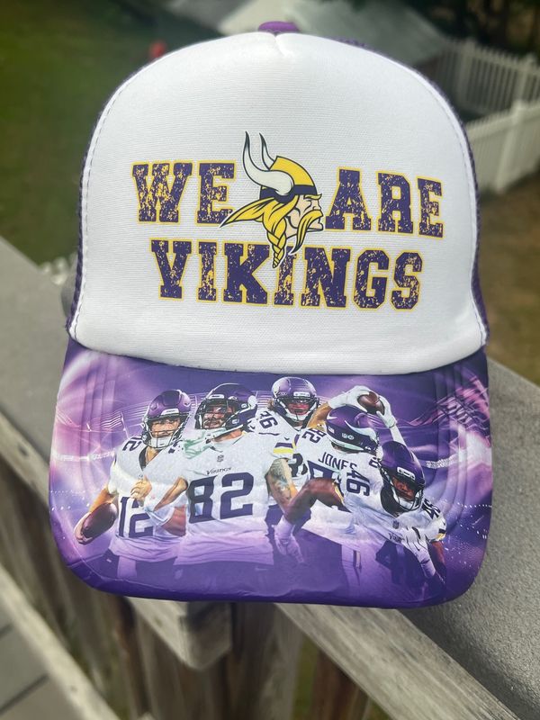 Custom “We Are Vikings” Hat | Purple &amp; Gold Football Fan Trucker Cap | Game Day Sports Fan Gear | Tailgate Hat