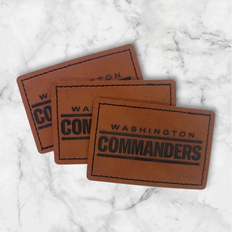 Engraved Leather Patch Washington Commanders Design for Hats Beanies Backpacks Jackets and More