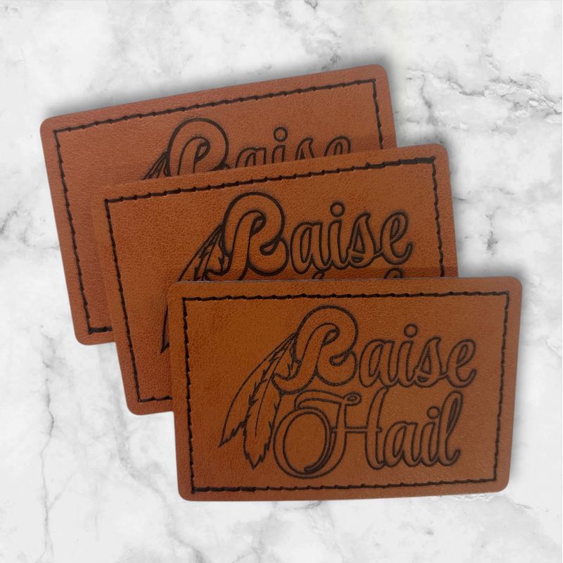 Raise Hail Custom Leather Patch Laser Engraved Football Fan Patch for Hats Jackets Bags and Team Spirit Gear