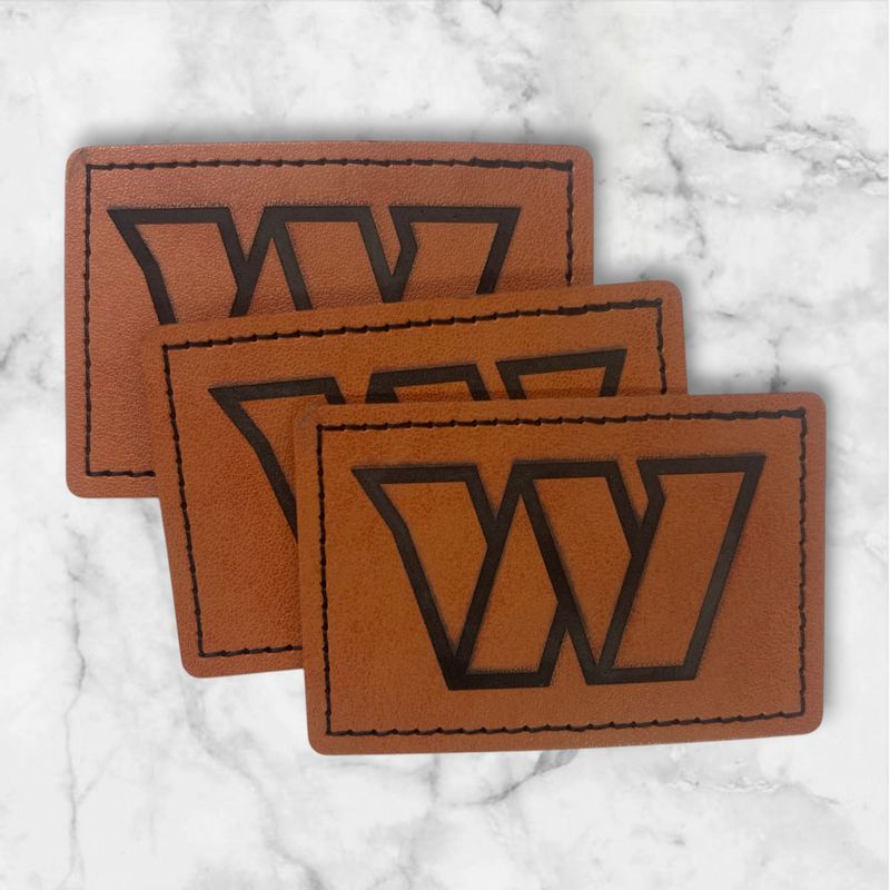 Custom Leather Patch W Logo Laser Engraved Football Fan Patch for Hats Jackets Bags and Team Spirit Accessories