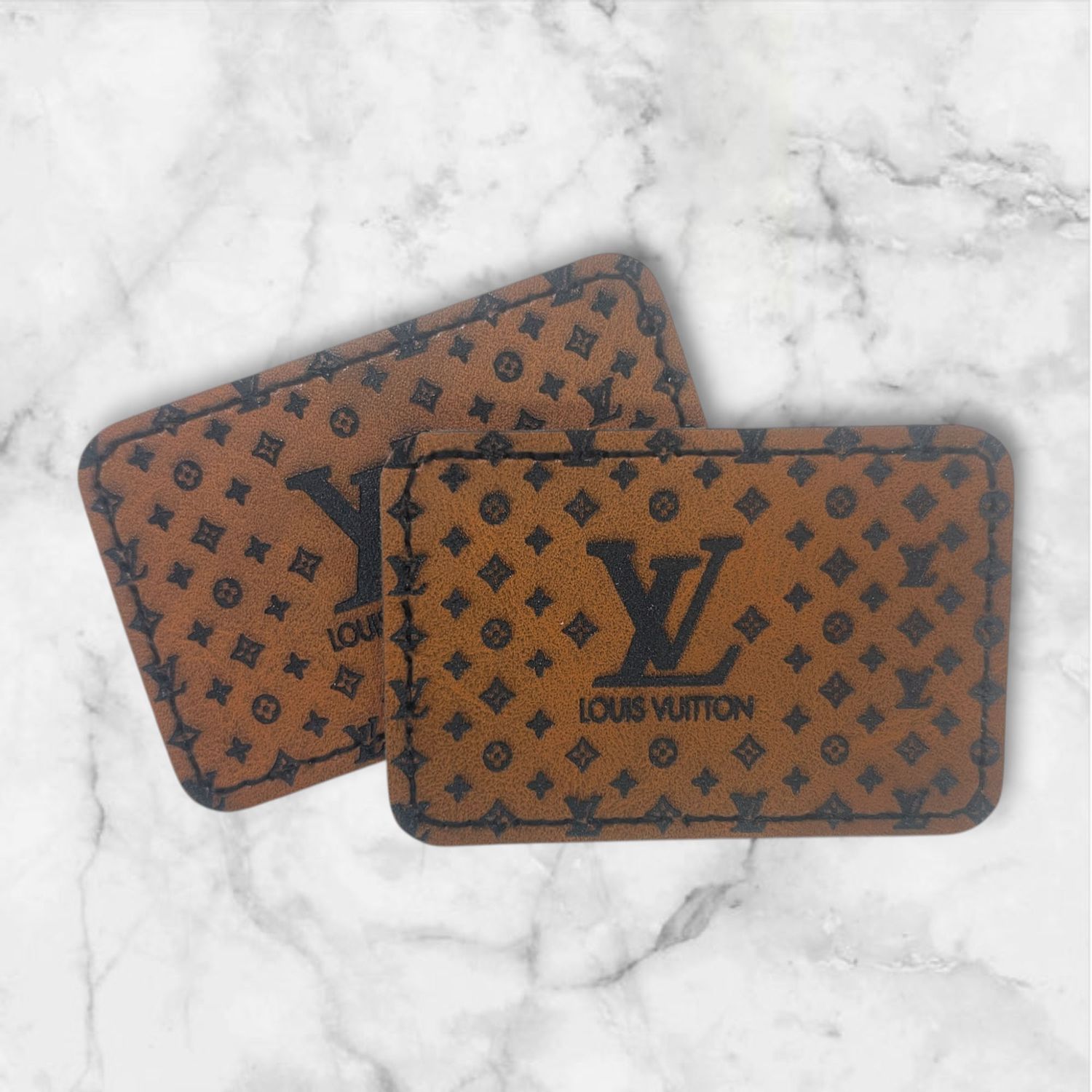 Custom Luxury Pattern Leather Patch Laser Engraved Faux Leather Patch 3x2 Inches Personalized Patches for Hats Jackets Bags