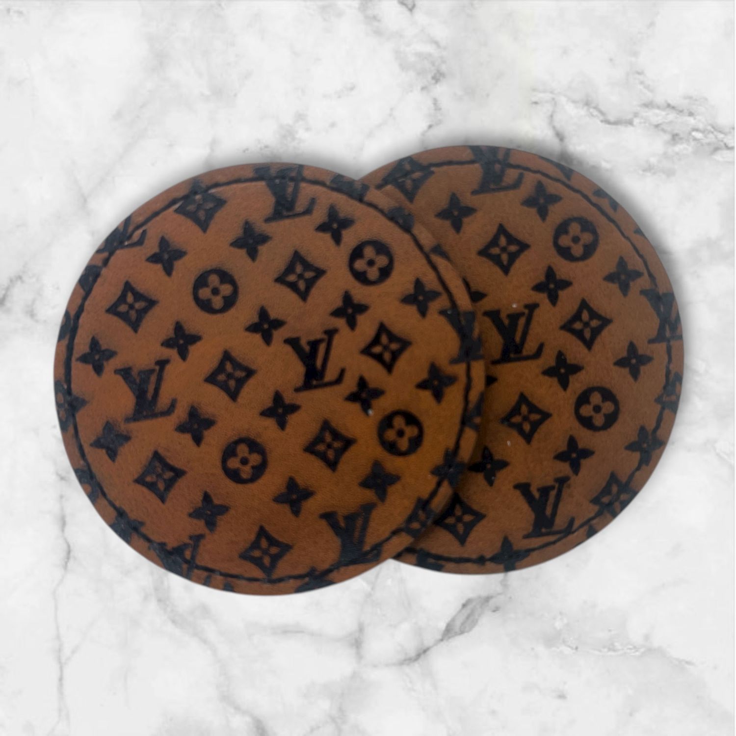 Luxury Pattern Round Leather Patch Custom Engraved Faux Leather Circle Patch 2.5 Inch Only $3 Each for Hats Jackets and Bags