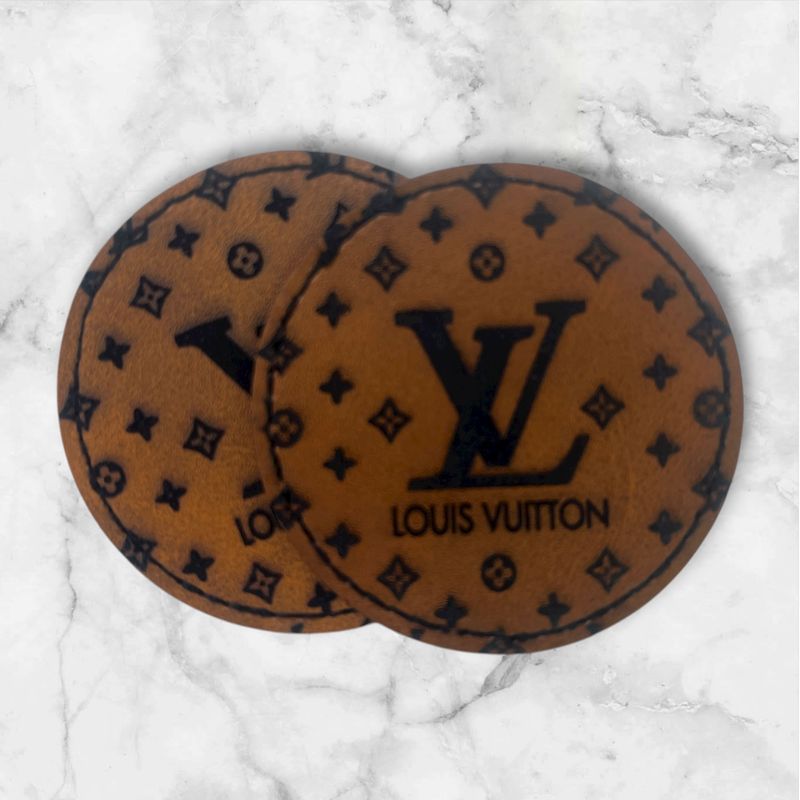Custom Round Engraved Leather Patch Stylish 2.5 Inch Faux Leather Circle Patch Only $3 Each for Hats Jackets and Accessories