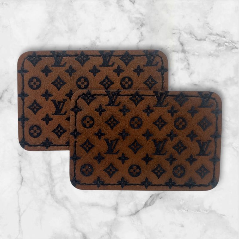 Engraved Faux Leather Patch with Repeating Pattern Custom 3x2 Inch Patch Only $3 Each for Hats Jackets and Accessories