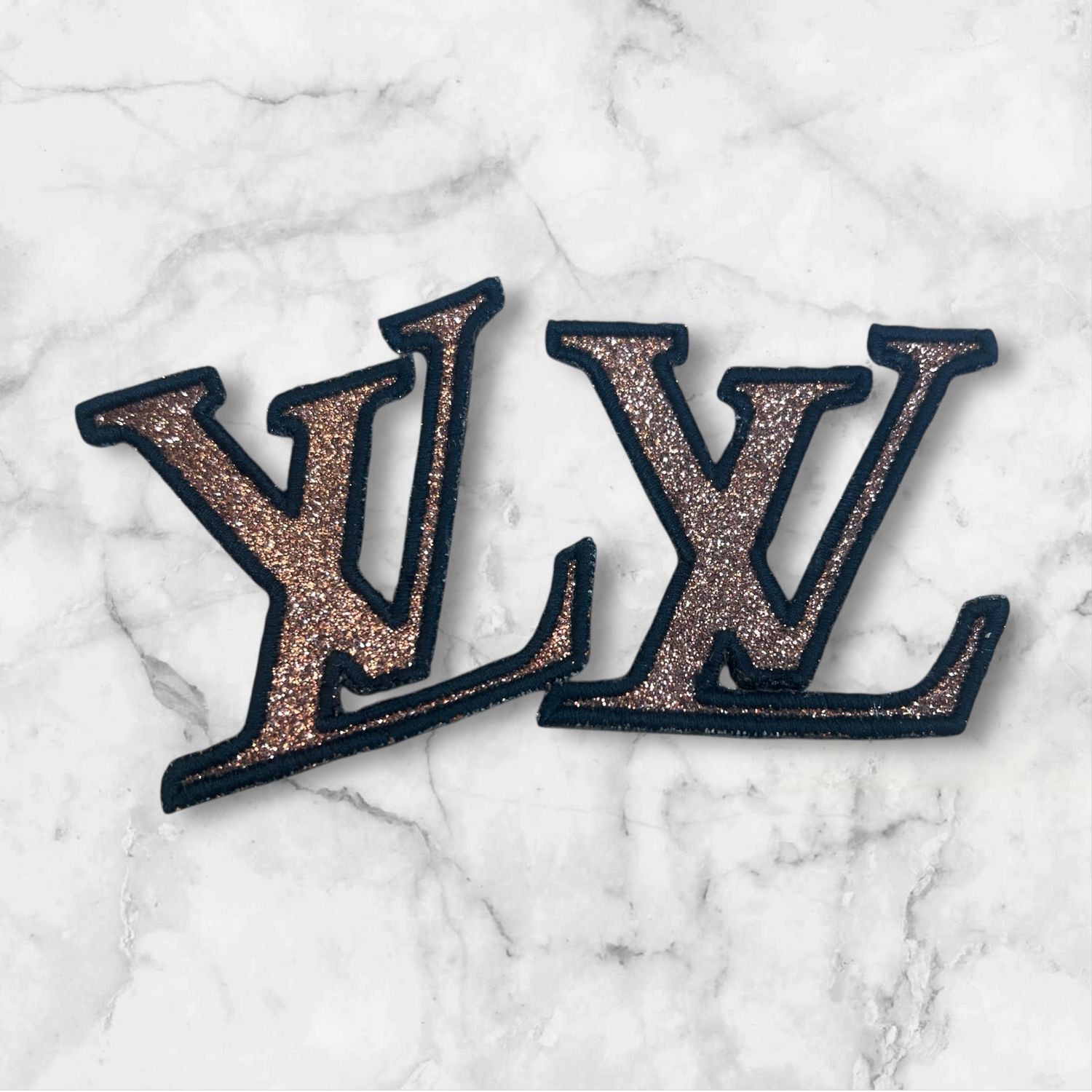 Rose Gold Glitter Monogram Patch Custom Fabric Letter Patch Iron On or Sew On $3 Each